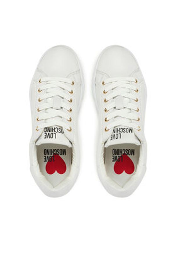 Love Moschino - LOVE MOSCHINO Sneakersy JA15054G1MIA410A Biały. Kolor: biały. Materiał: skóra