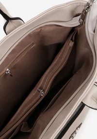 Renee - Szara Torebka Typu Shopper z Paskiem Crossbody Zdobiona Aplikacją Idaniela. Kolor: szary. Wzór: aplikacja. Dodatki: z aplikacjami. Materiał: zdobione. Styl: elegancki, casual. Rodzaj torebki: na ramię