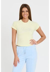 Juicy Couture - JUICY COUTURE Cytrynowy t-shirt Retroshrunken Tee. Kolor: żółty