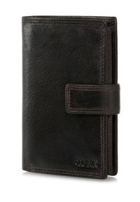 Ochnik - Brązowy lakierowany skórzany portfel męski. Kolor: brązowy. Materiał: skóra #6