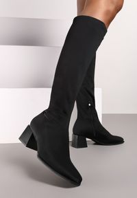 Born2be - Czarne Klasyczne Kozaki na Obcasie Teriles. Kolor: czarny. Materiał: dzianina, jeans. Obcas: na obcasie. Styl: klasyczny. Wysokość obcasa: średni #1