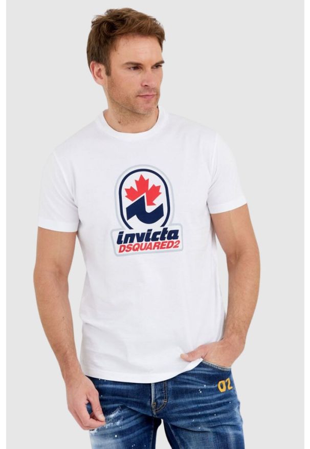 DSQUARED2 Biały t-shirt męski invicta cigar, Rozmiar XL. Kolor: biały