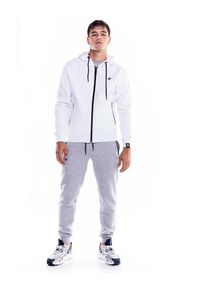 LEONE 1947 APPAREL - Męska, miękka bluza z kapturem i zamkiem błyskawicznym z ikoną lwa. Typ kołnierza: kaptur. Kolor: biały. Materiał: tkanina. Sport: fitness