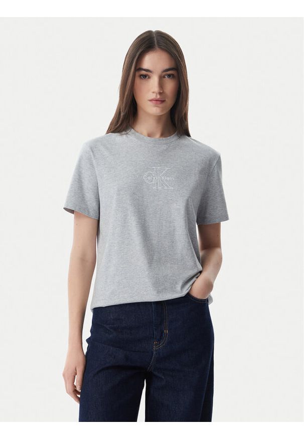 Calvin Klein Jeans T-Shirt LV047G831G Szary jasny Regular Fit. Kolor: szary. Materiał: bawełna
