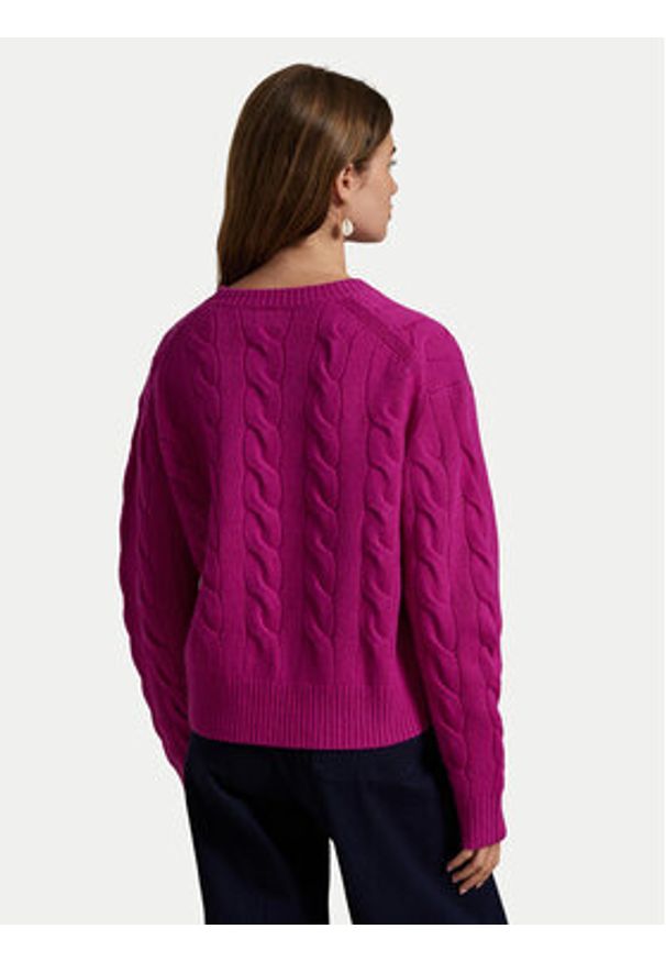 Polo Ralph Lauren Sweter 211A91216001 Różowy Straight Fit. Typ kołnierza: polo. Kolor: różowy. Materiał: wełna