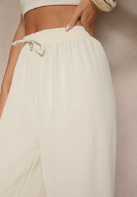 Renee - Beżowe Spodnie Kuloty z Bawełną High Waist Azetia. Okazja: na co dzień. Stan: podwyższony. Kolor: beżowy. Materiał: bawełna. Sezon: lato, wiosna. Styl: sportowy, elegancki, casual #5