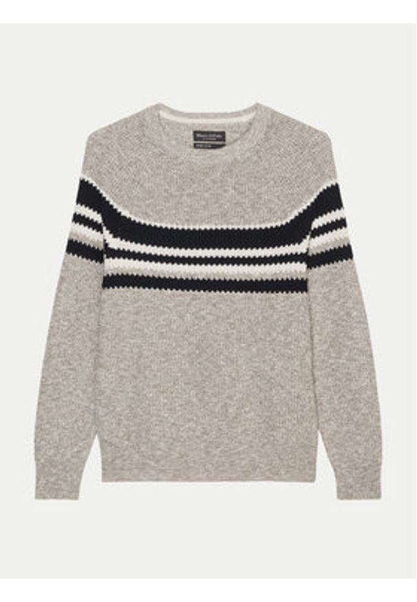 Marc O'Polo Sweter 428 5020 60332 Beżowy Regular Fit. Typ kołnierza: polo. Kolor: beżowy. Materiał: bawełna