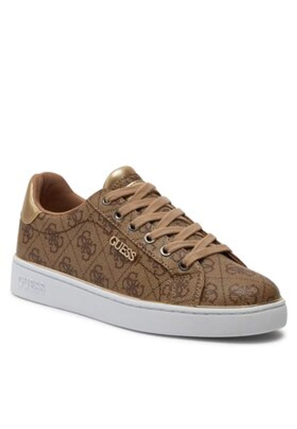 Guess Sneakersy Beckie FL7BKI FAL12 Brązowy. Kolor: brązowy. Materiał: skóra