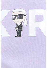 Karl Lagerfeld t-shirt bawełniany kolor fioletowy. Kolor: fioletowy. Materiał: bawełna. Długość rękawa: krótki rękaw. Długość: krótkie. Wzór: nadruk #3