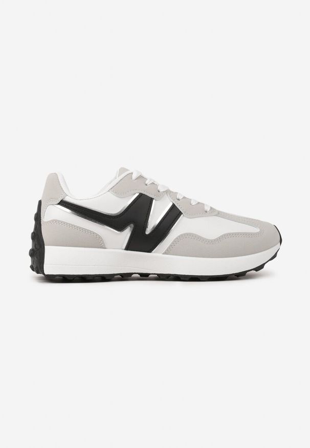 Renee - Szare Płaskie Sneakersy Ozdobione Geometrycznym Wzorem Rividi. Okazja: na co dzień. Kolor: szary. Materiał: jeans. Wzór: aplikacja, geometria