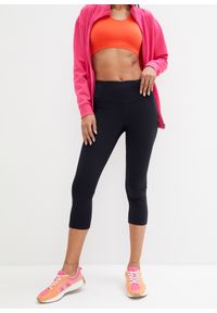 bonprix - Legginsy sportowe shape z kieszenią, dł. 3/4. Kolor: czarny. Materiał: materiał. Styl: sportowy