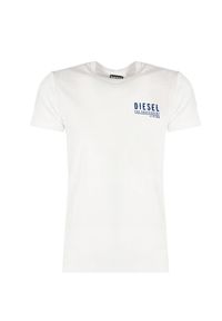 Diesel T-shirt "T-Just" | A13872-0QIAM | Mężczyzna | Biały. Okazja: na co dzień. Kolor: biały. Materiał: bawełna. Wzór: napisy. Styl: elegancki, casual