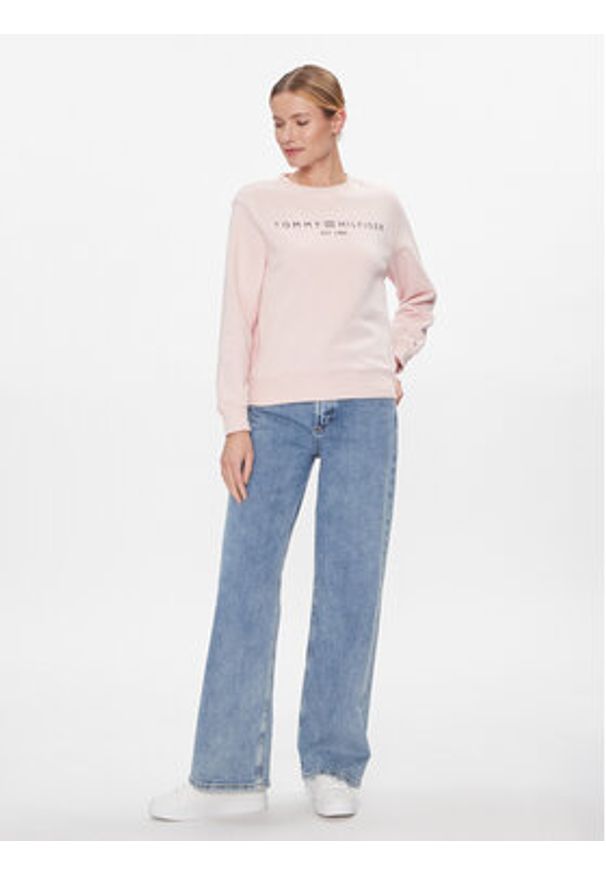 TOMMY HILFIGER - Tommy Hilfiger Bluza Logo WW0WW39791 Różowy Regular Fit. Kolor: różowy. Materiał: bawełna, syntetyk