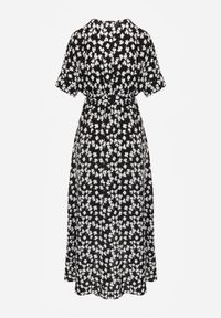 Born2be - Czarna Sukienka Achanie. Okazja: na co dzień. Kolor: czarny. Materiał: jeans, wiskoza, tkanina. Typ sukienki: kopertowe. Styl: wizytowy, casual, elegancki #2