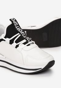 Renee - Białe Sneakersy na Platformie z Metaliczną Wstawką Constony. Kolor: biały. Obcas: na platformie