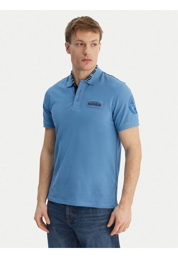 Napapijri Polo E-Amundsen NP0A4IN9 Niebieski Regular Fit. Typ kołnierza: polo. Kolor: niebieski. Materiał: bawełna