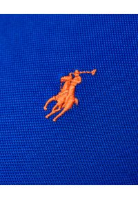 Ralph Lauren - RALPH LAUREN - Niebieska koszulka polo Mesh Slim Fit. Typ kołnierza: polo. Kolor: niebieski. Materiał: mesh. Wzór: haft, ze splotem #2