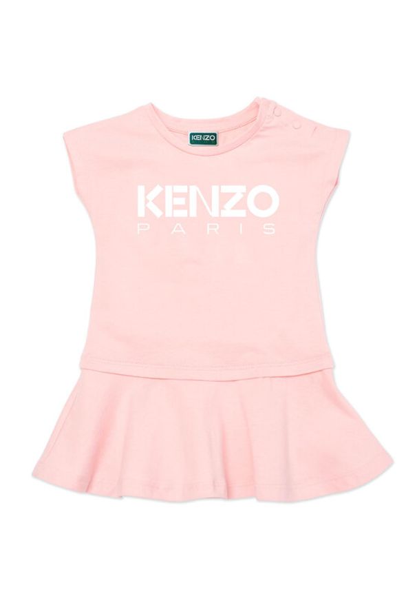 Kenzo kids - Sukienka dzianinowa Kenzo Kids. Kolor: różowy. Materiał: dzianina