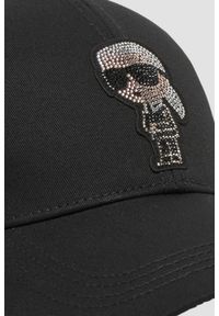 Karl Lagerfeld - KARL LAGERFELD Czapka z daszkiem damska z cyrkonami Ikon. Kolor: czarny. Materiał: materiał. Wzór: aplikacja. Styl: klasyczny, elegancki #3