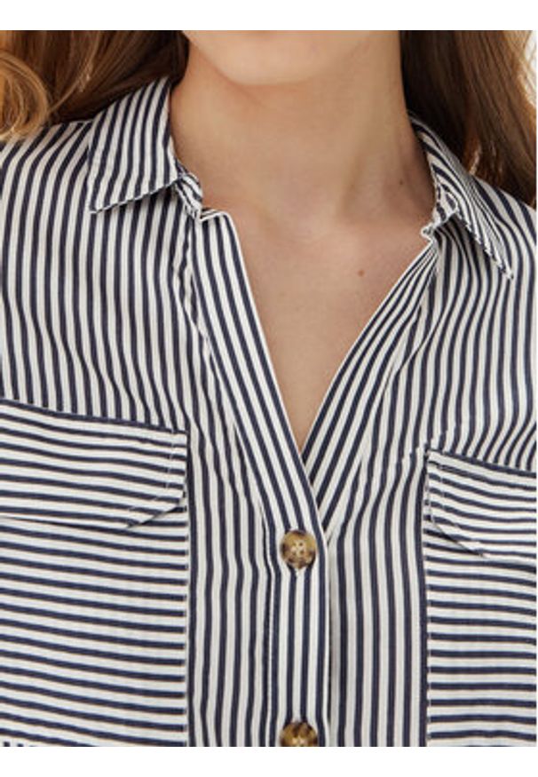 Vero Moda Koszula Bumpy 10275283 Granatowy Regular Fit. Kolor: niebieski. Materiał: wiskoza