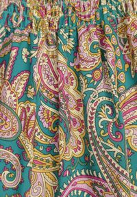 Renee - Zielone Spodnie Culottes z Bawełnianej Tkaniny Ozdobione Wzorem Paisley Gwinamas. Kolor: zielony. Materiał: bawełna, tkanina. Wzór: paisley, aplikacja. Styl: wakacyjny #7