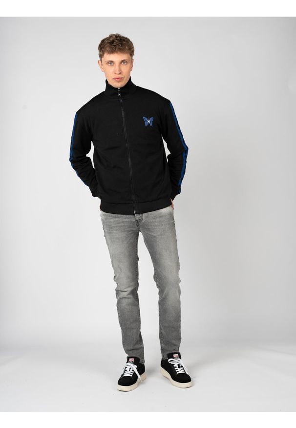 John Richmond Bluza "Full Zip" | UMA24061FE | Mężczyzna | Czarny. Okazja: na co dzień. Kolor: czarny. Materiał: bawełna, poliester. Długość: długie. Wzór: aplikacja, nadruk. Styl: sportowy, casual