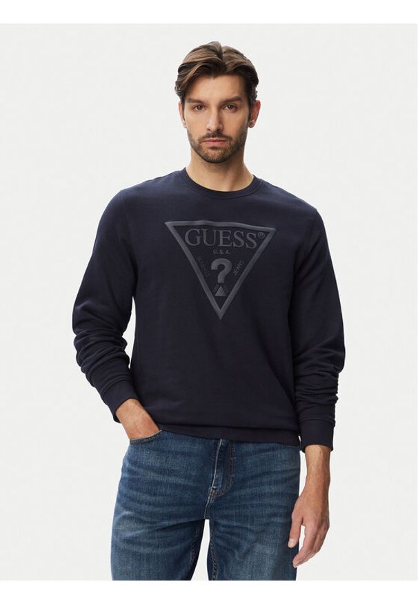 Guess Bluza M6YQ37 K4103 Granatowy Slim Fit. Kolor: niebieski. Materiał: bawełna
