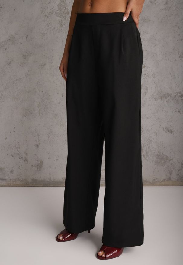 Renee - Czarny Komplet z Bawełną w Garniturowym Stylu Kamizelka i Spodnie Meloreida. Kolor: czarny. Materiał: bawełna. Wzór: gładki