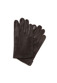 Wittchen - Ocieplane czarne rękawiczki męskie ze skóry naturalnej ciemny brąz. Kolor: brązowy. Materiał: skóra. Styl: klasyczny #1