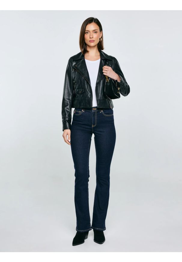 Big-Star - Jeansy damskie granatowe Adela Bootcut 505. Kolor: niebieski