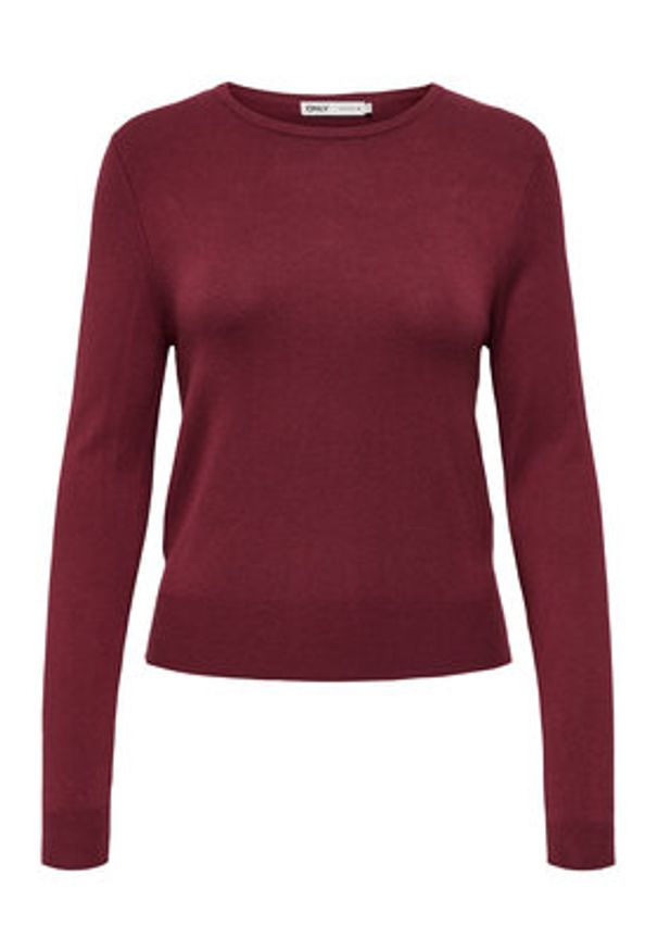 only - ONLY Sweter Venice 15333989 Bordowy Regular Fit. Kolor: czerwony. Materiał: wiskoza