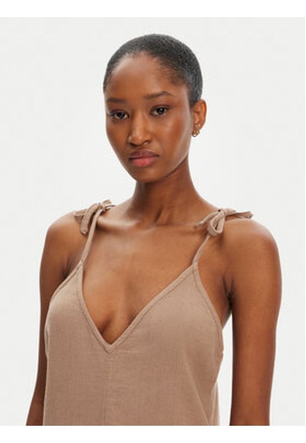 Roxy Kombinezon Sunrise And Sunset ERJX603456 Brązowy Regular Fit. Kolor: brązowy. Materiał: bawełna