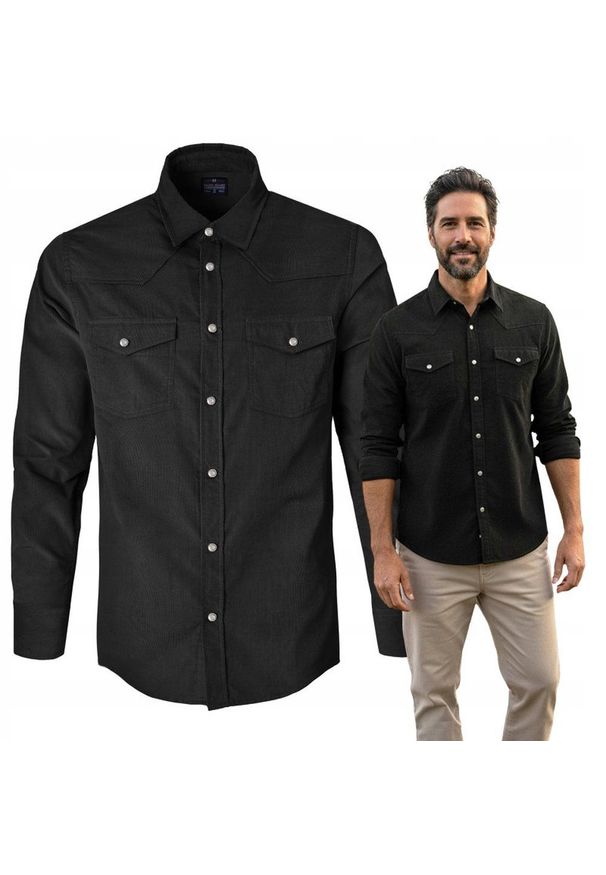 Koszula Weekendowa o Prostym Kroju - Pako Jeans - Czarna. Okazja: na co dzień. Kolor: czarny. Materiał: bawełna. Styl: casual