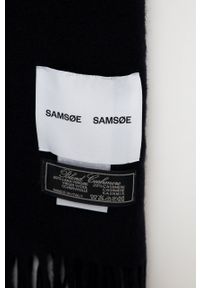 Samsoe & Samsoe - Samsoe Samsoe Szalik wełniany kolor granatowy gładki. Kolor: niebieski. Materiał: wełna. Wzór: gładki