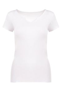 Born2be - Biały T-shirt Aerippe. Kolor: biały. Materiał: bawełna, dzianina, jeans. Długość rękawa: krótki rękaw. Długość: krótkie. Wzór: aplikacja, gładki. Styl: klasyczny #6