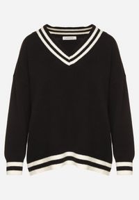 Born2be - Czarny Sweter z Domieszką Kaszmiru w Stylu Preppy Liendria. Okazja: do pracy, na co dzień, na spotkanie biznesowe. Kolor: czarny. Materiał: kaszmir. Wzór: aplikacja. Styl: casual, klasyczny, biznesowy #5