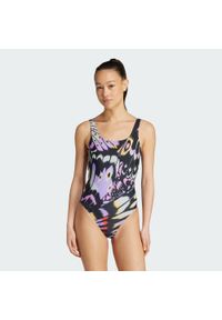 Adidas - Kostium adidas x FARM Graphic U-back. Kolor: fioletowy, wielokolorowy, brązowy, żółty. Wzór: kolorowy #1