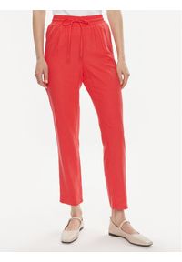 Vero Moda Spodnie materiałowe Jesmilo 10279691 Czerwony Regular Fit. Kolor: czerwony. Materiał: len, wiskoza