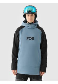 4f - 4F Długa bluza snowboardowa z softshellu membrana 5000 męska - granatowa XL. Typ kołnierza: kaptur. Kolor: niebieski. Materiał: dzianina, syntetyk, materiał, tkanina, elastan. Długość rękawa: raglanowy rękaw. Długość: długie. Sezon: zima. Styl: sportowy. Sport: snowboard
