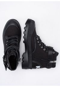 Botki damskie czarne Karl Lagerfeld TREKKA II Ankle Strap Boot Mix. Kolor: czarny. Styl: rockowy, klasyczny #4