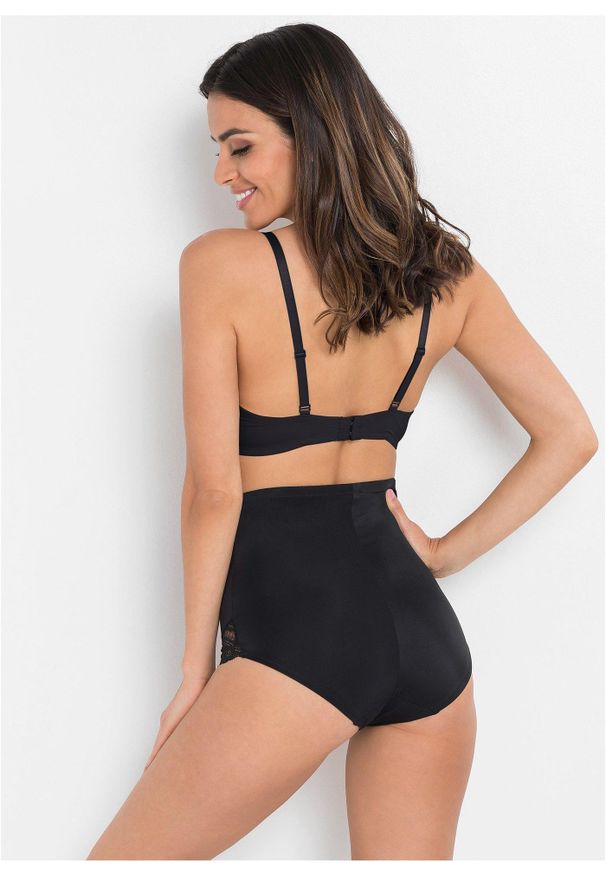 bonprix - Figi panty shape (2 pary), lekki stopień modelowania sylwetki. Kolor: czarny. Materiał: bawełna