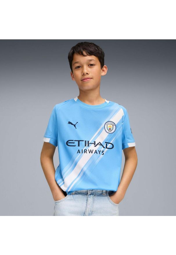 Puma - Koszulka domowa dla dzieci Manchester City 2025/26. Kolor: niebieski. Sport: piłka nożna