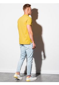 Ombre Clothing - Koszulka męska polo klasyczna bawełniana S1374 - żółta - XXL. Typ kołnierza: polo. Kolor: żółty. Materiał: bawełna. Wzór: haft. Styl: klasyczny #3