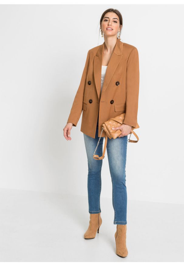 bonprix - Żakiet. Kolor: brązowy. Styl: elegancki