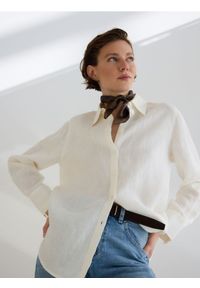 Reserved - Lniana koszula - biały. Kolor: biały. Materiał: len