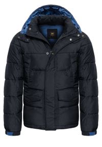 Lee - LEE PUFFER JACKET MĘSKA KURTKA ZIMOWA LOGO L87XUM01. Materiał: jeans, puch. Sezon: zima