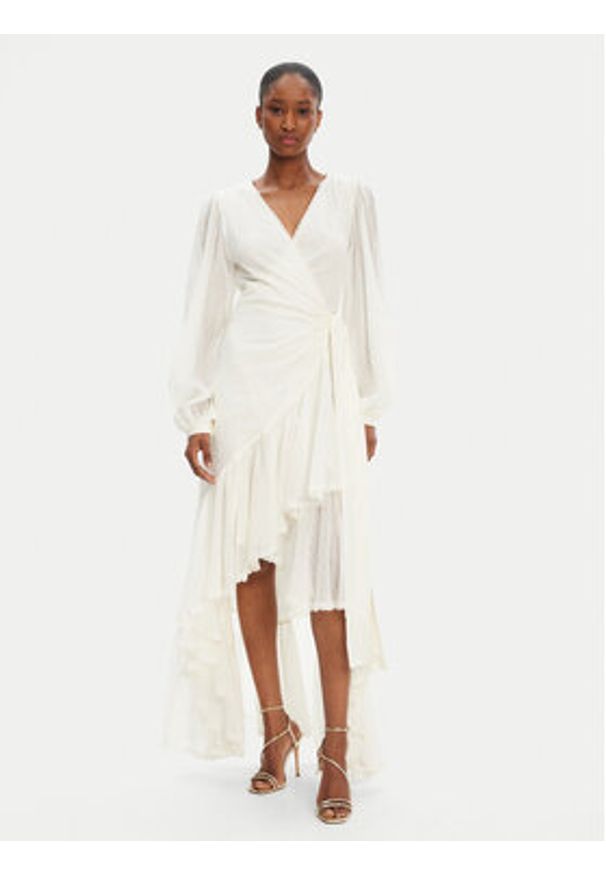 Marciano Guess Sukienka wieczorowa 5GGK53 7317A Écru Regular Fit. Materiał: bawełna. Styl: wizytowy