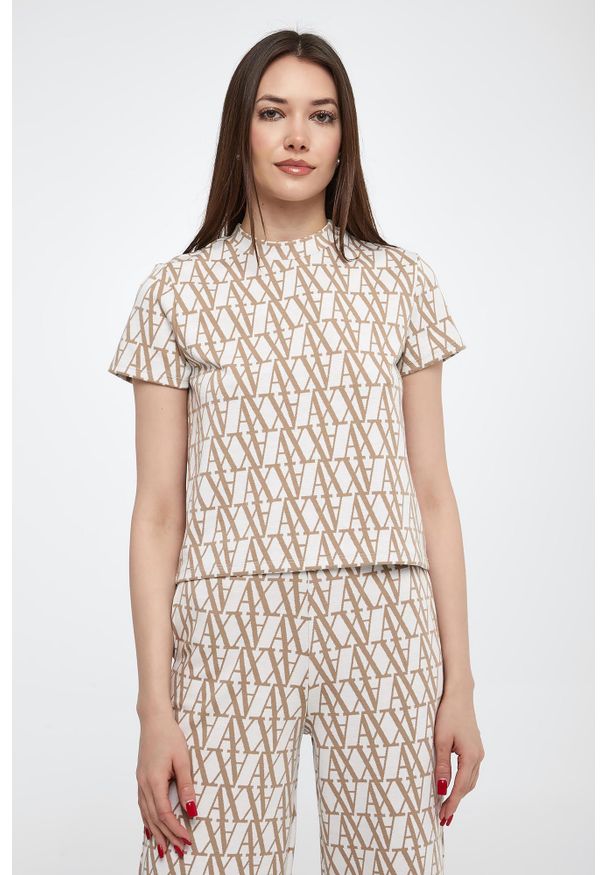 Armani Exchange - T-shirt damski dzianinowy ARMANI EXCHANGE. Materiał: dzianina
