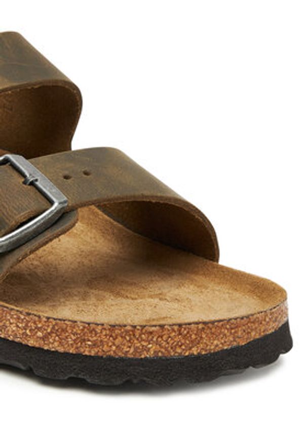 Birkenstock Klapki Arizona Sfb 1019377 Khaki. Kolor: brązowy. Materiał: skóra