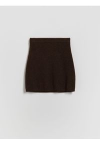 Reserved - Dzianinowa spódnica z domieszką wełny - brązowy. Kolor: brązowy. Materiał: wełna, dzianina #1